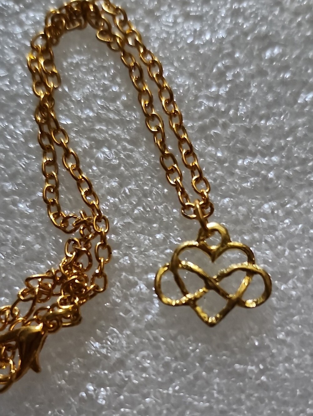 Hand Crafted Gold Heart Infinity Bracelet / Anklet - Gold Tone